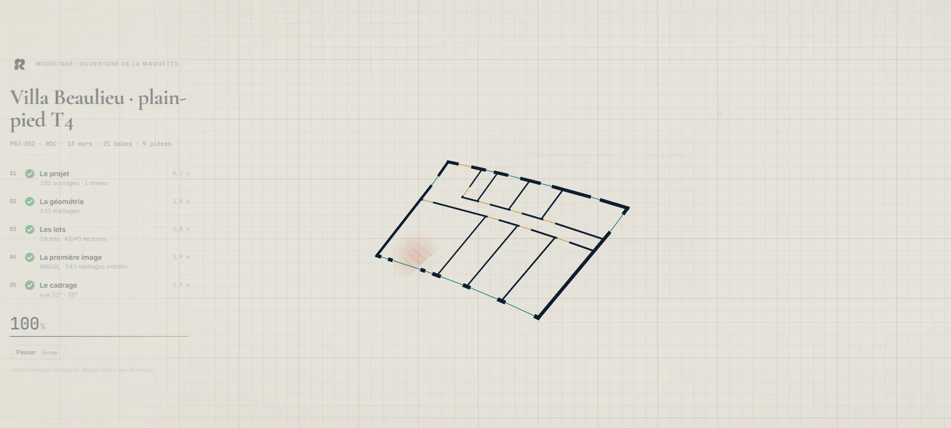 Le plan bascule vers la maquette.